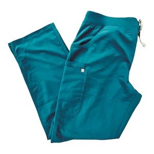 Figs High Waisted Kade Cargo Scrub Pants Caribbean Blue Teal XL Women’s T21004